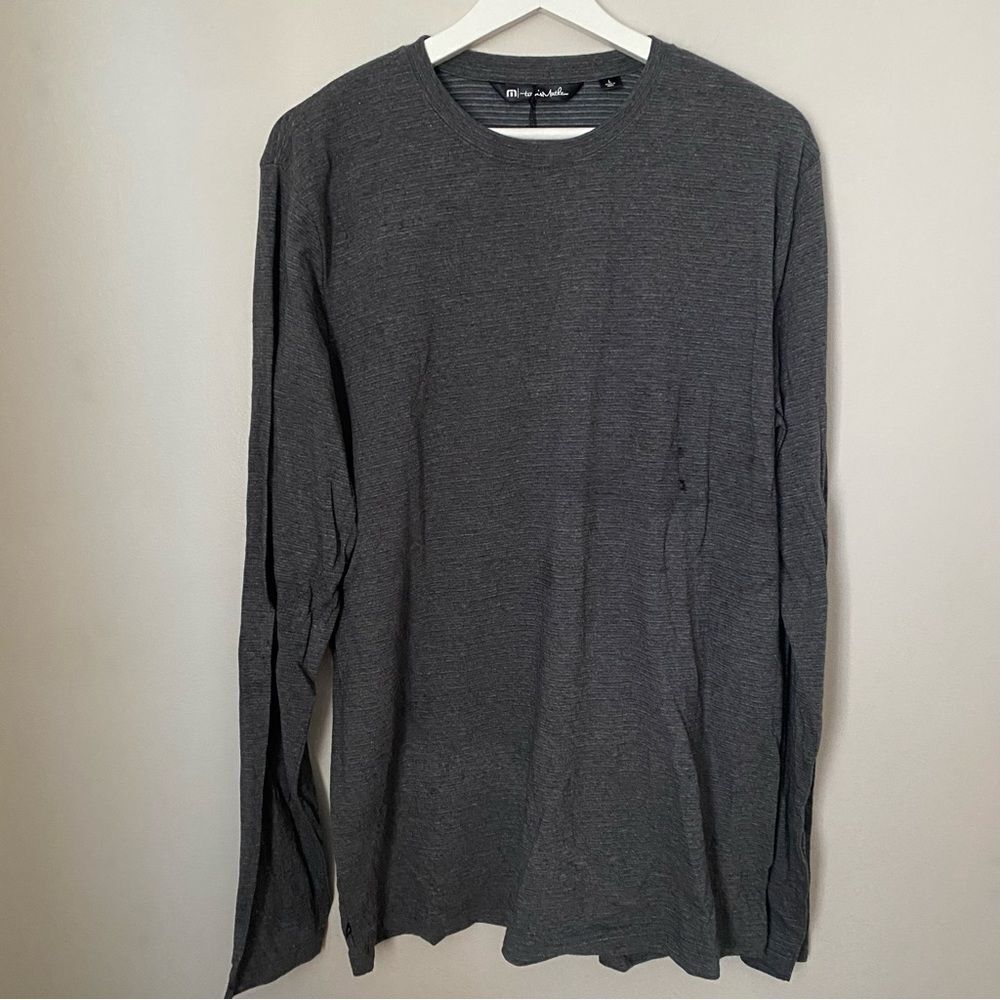 Travis Mathew Shirt Long Sleeve Gray Casual Solid Cotton Neutral